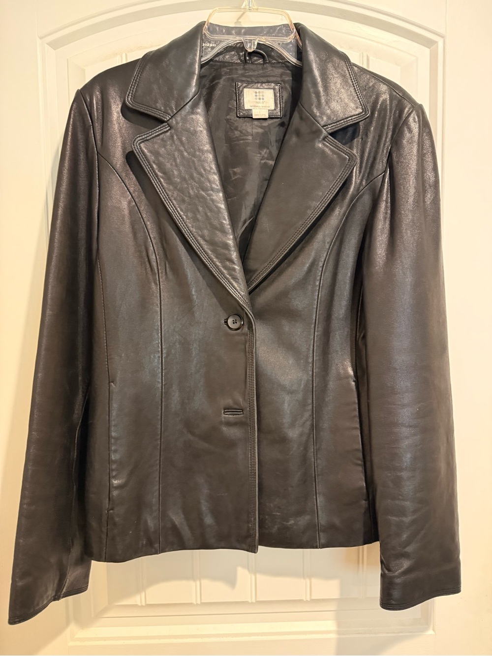 Apt. 9 Black Leather Single-Breasted Blazer Jacket
